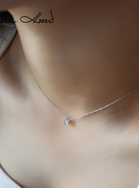 Kna「迷你圆钻」一颗小圆钻极简S925纯银吊坠项链女叠戴法式职场