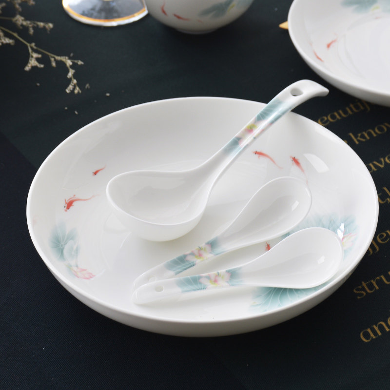 华光国瓷 抗菌骨瓷碗碟餐具套装 新中式6人份送礼礼盒装 春江水暖