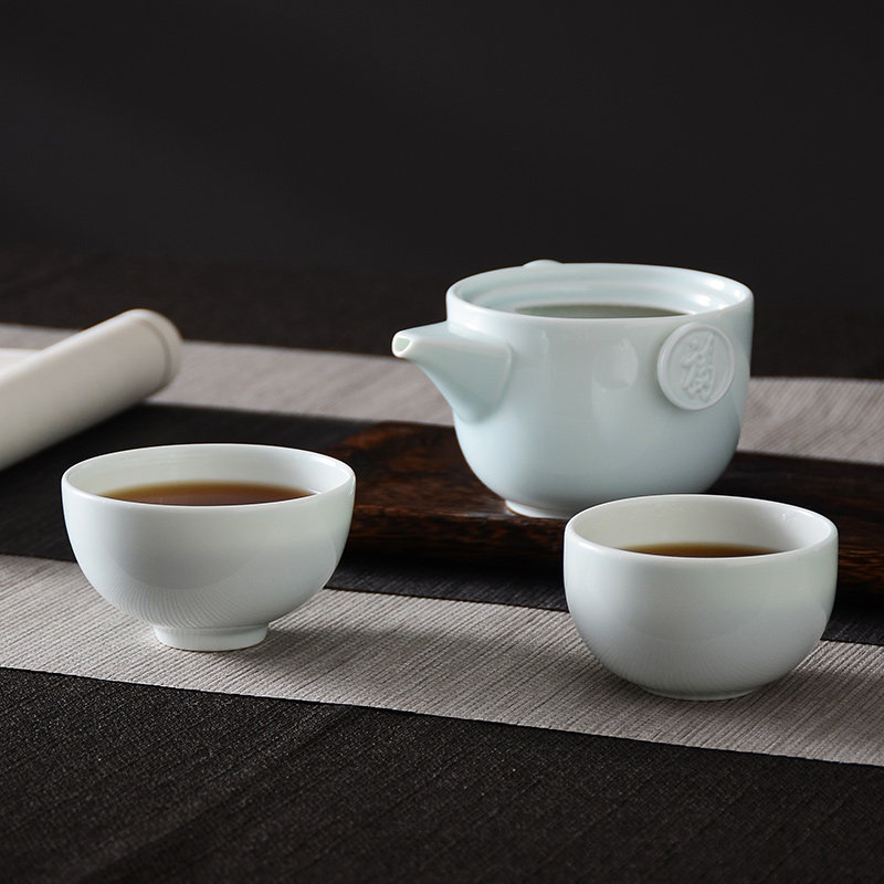 华光国瓷快客杯一壶二杯户外旅行便携式套装茶具骨瓷家用送礼幸福,淘宝优惠券,粉丝福利购,淘宝优惠卷