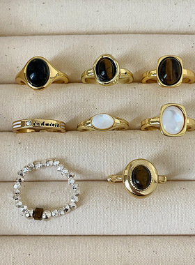 骄阳似我聂曦光赵今麦同款虎眼石贝母戒指女秋冬复古百搭指环戒指