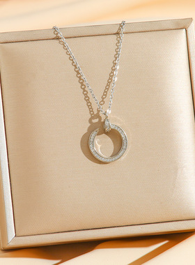 梦想城蒋欣海伦克拉拉同款满钻钉子钛钢项链锆石吊坠简约锁骨链女