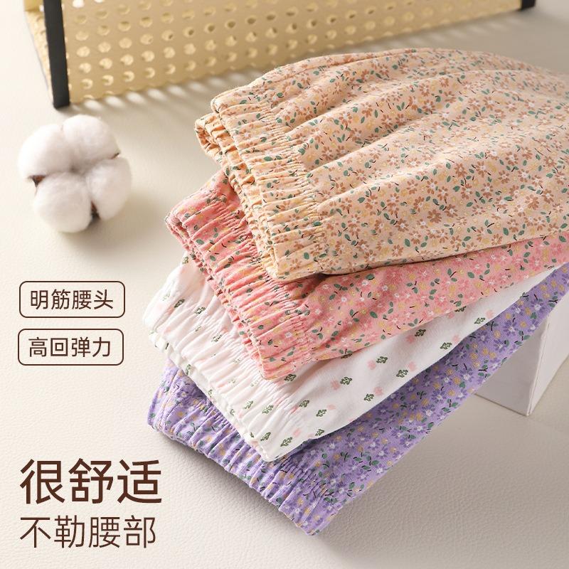 中老年妈妈纯棉平角内裤女安全裤二合一老人全棉奶奶四角短裤夏季 - 图1