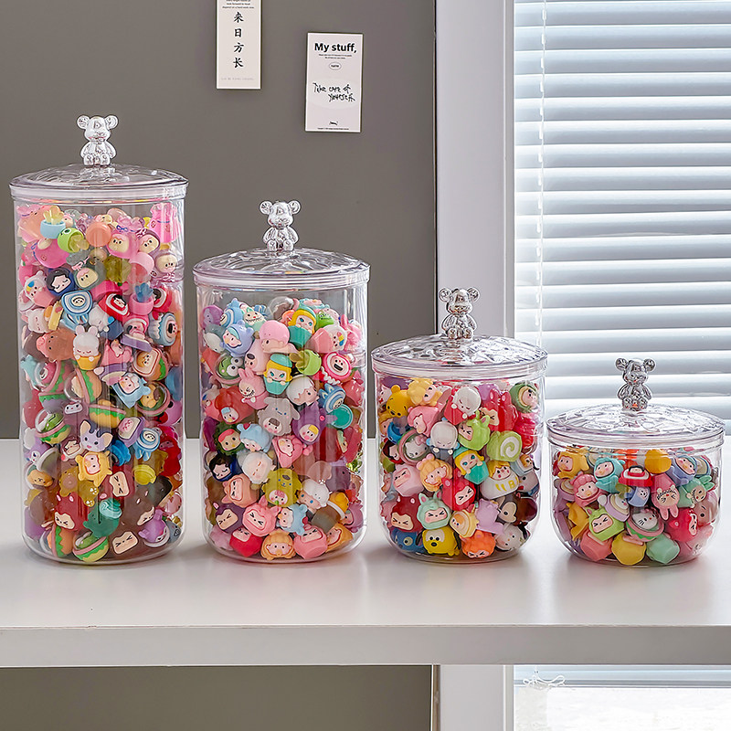 萌粒收纳盒大容量迷你手办展示架密封糖果罐摆件置物架透明胖胖瓶,淘宝优惠券,粉丝福利购,淘宝优惠卷