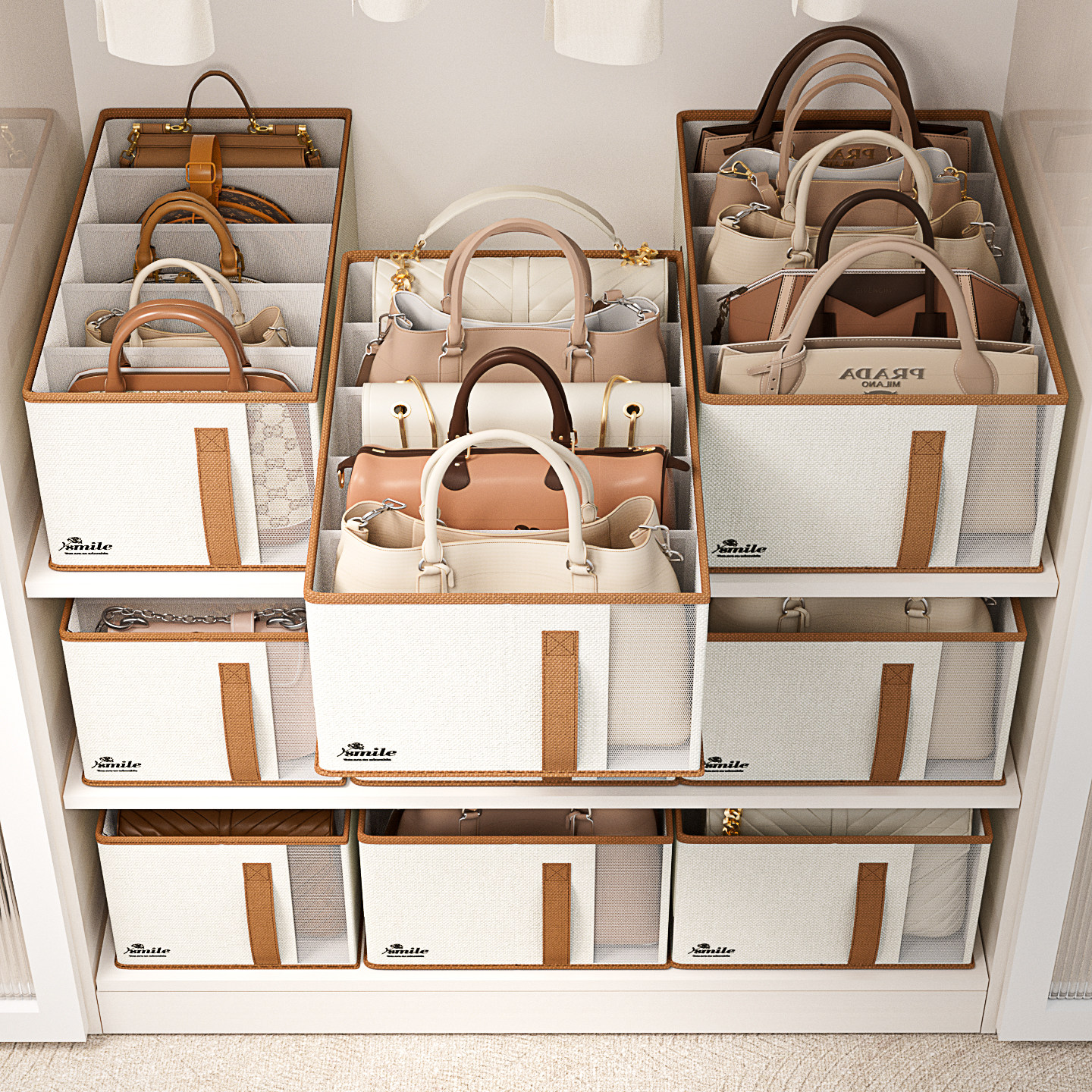 加宽包包收纳神器省空间整理箱衣柜布艺分隔板置物架放包架储物筐,淘宝优惠券,粉丝福利购,淘宝优惠卷