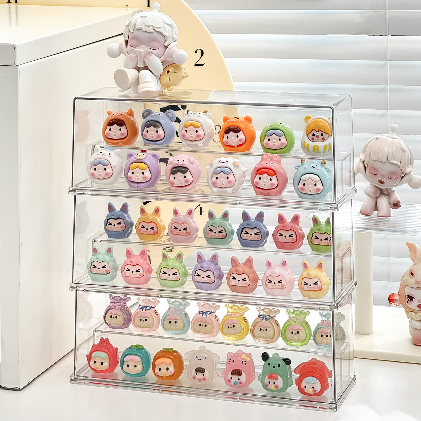 萌粒收纳盒适用泡泡玛特盲盒手办阶梯展示架防尘透明小摆件陈列柜,淘宝优惠券,粉丝福利购,淘宝优惠卷