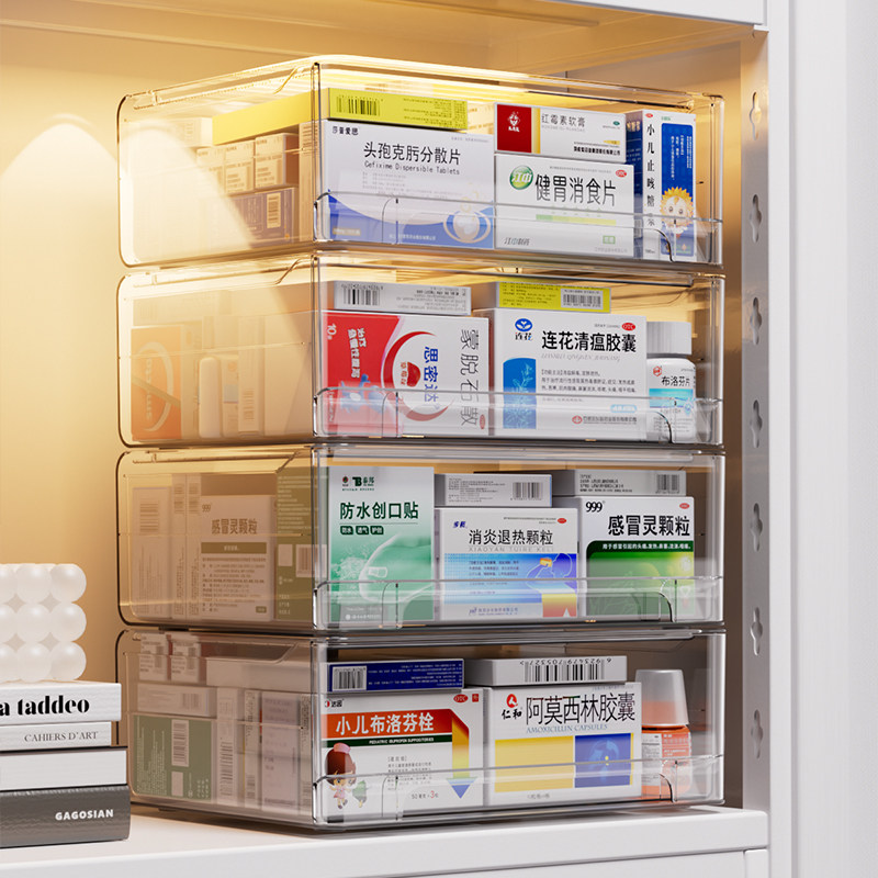 药箱家庭装药物收纳盒抽屉式药品柜家用透明医药分类整理盒置物架,淘宝优惠券,粉丝福利购,淘宝优惠卷