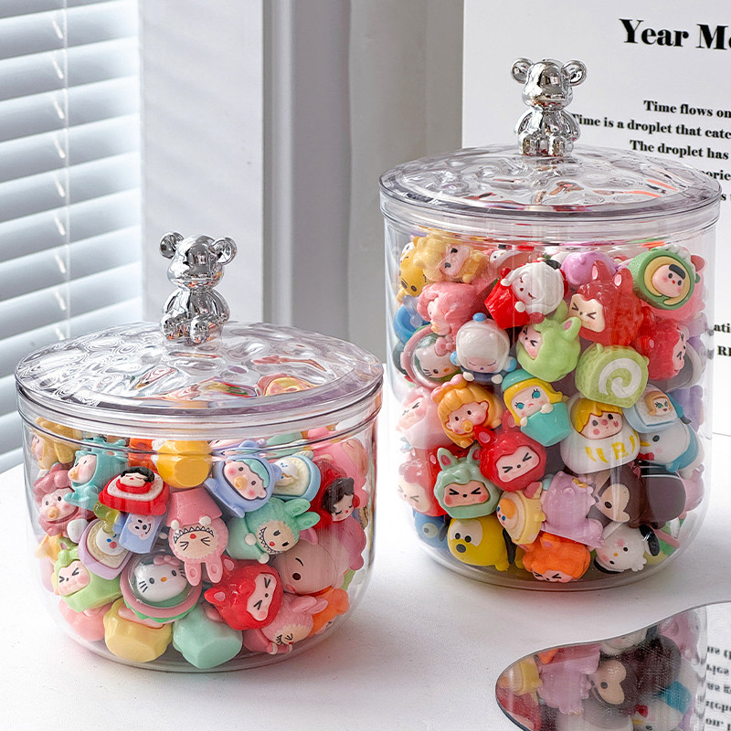 萌粒收纳盒大容量迷你手办展示架密封糖果罐摆件置物架透明胖胖瓶,淘宝优惠券,粉丝福利购,淘宝优惠卷