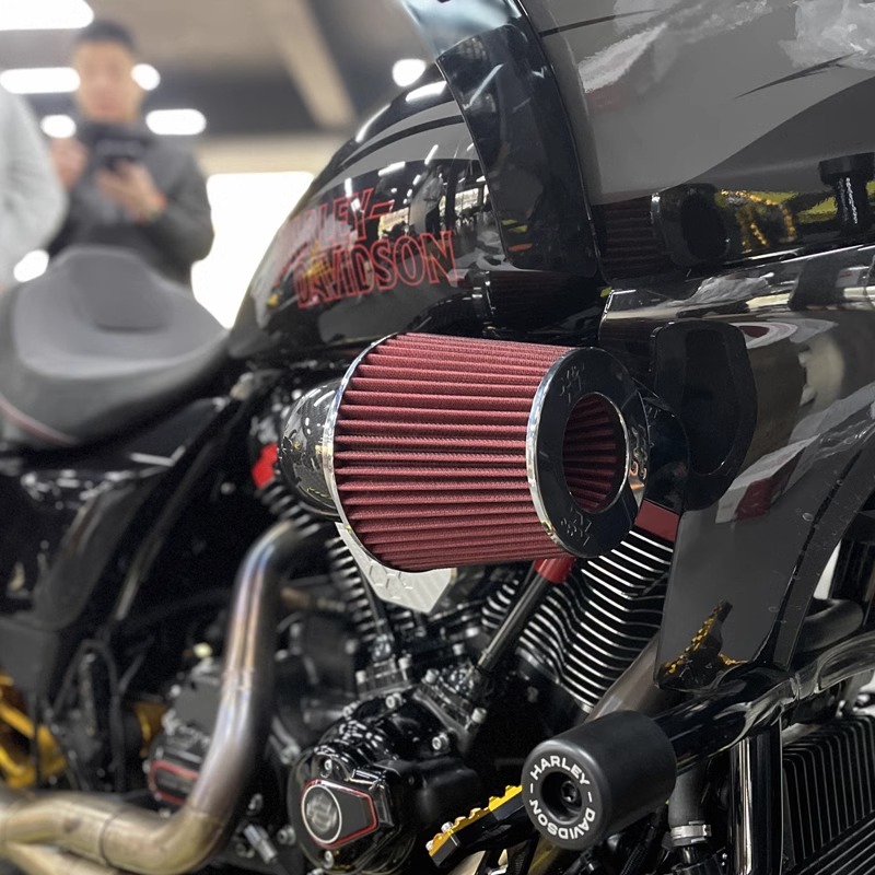 Black3适用于哈雷121CVO/ST大道公路滑翔进气蘑菇头碳纤维空滤 - 图1