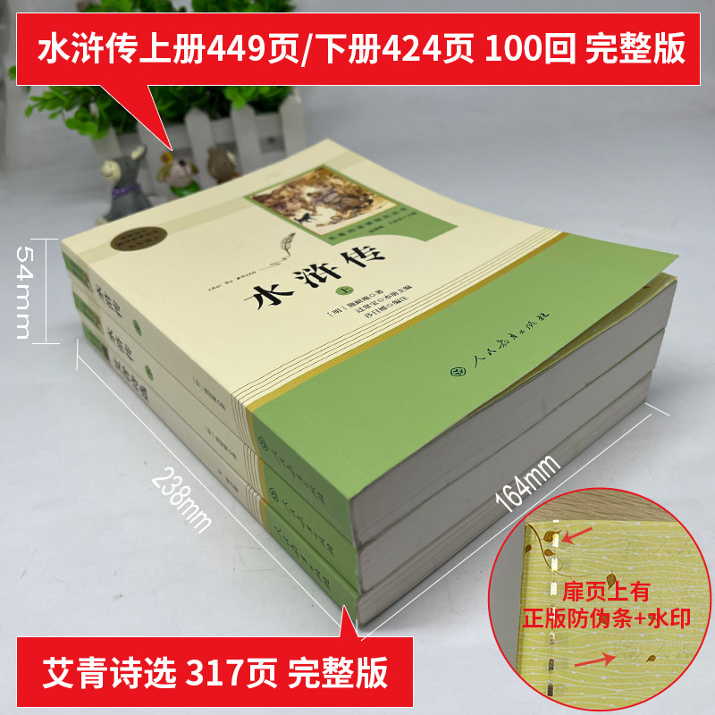 艾青诗选水浒传九年级上册原著正版无删减人民教育出版社初三初中生必读课外阅读中学生青少年读物经典世界名著书籍小说畅销书广东 - 图0