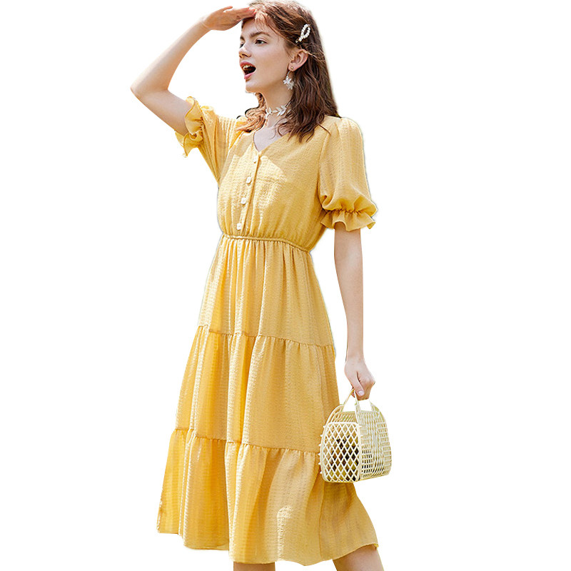 阿依莲2020夏季新款气质收腰连衣裙 ayilian连衣裙