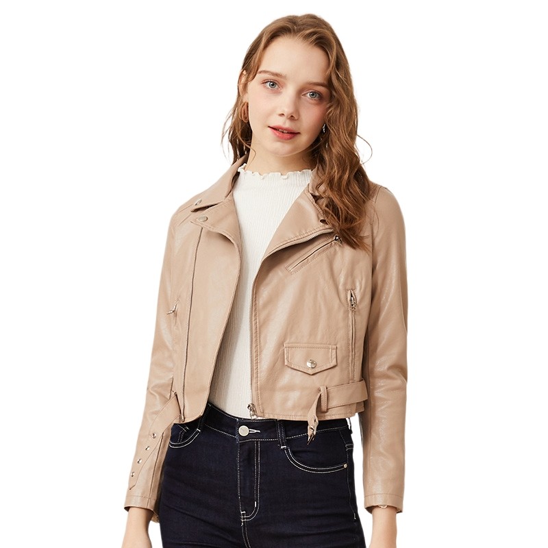 阿依莲旗舰店官网正品2020新款皮衣 ayilian短外套