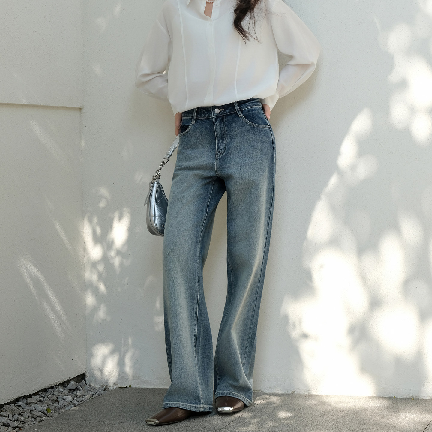 【商场同款】阿依莲时尚阔腿牛仔裤女26春季新款潮流百搭显瘦裤子,淘宝优惠券,粉丝福利购,淘宝优惠卷