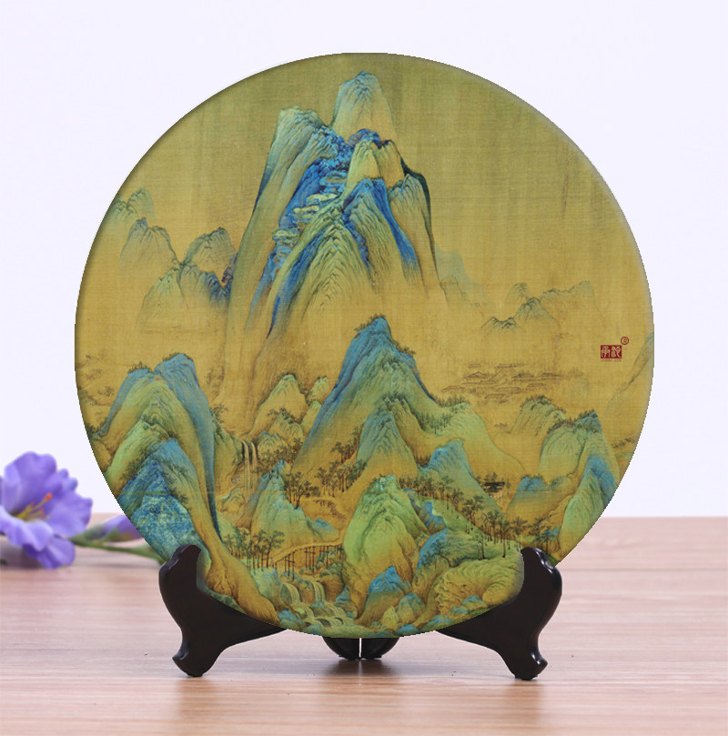 承沁陶瓷客厅书房博古架坐盘家用新中式摆件玄关装饰盘摆盘电视柜,淘宝优惠券,粉丝福利购,淘宝优惠卷