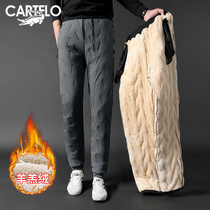 Crocodile Lamb Suede Casual Pants Mens Winter Thickened Warm Cotton Pants Anti Cold Big Code Straight Drum China Aged Pants