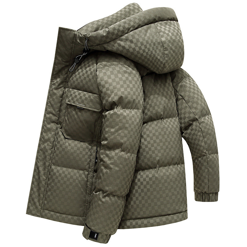 雅鹿男士羽绒服冬季短款2025新款加厚连帽时尚休闲外套保暖白鸭绒