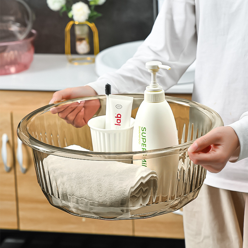 透明洗脸盆家用塑料盆加厚耐用洗菜洗衣服大号学生宿舍用洗脚盆子