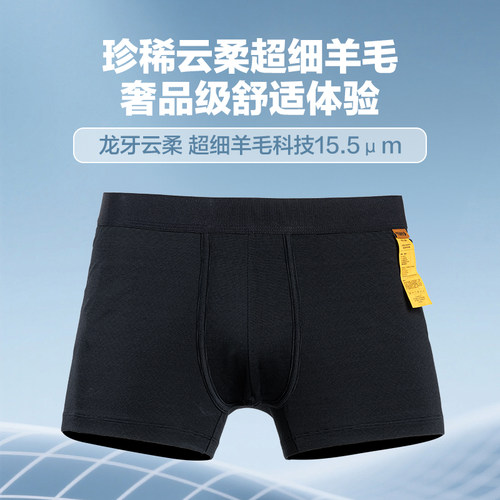 2026新品龙牙秘之风羽PRO美丽诺羊毛内裤吸湿速干男平角内裤 - 图0
