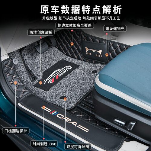 长城欧拉好猫脚垫黑猫R1白猫r2新能源汽车全包围丝圈脚垫改装专用 - 图1