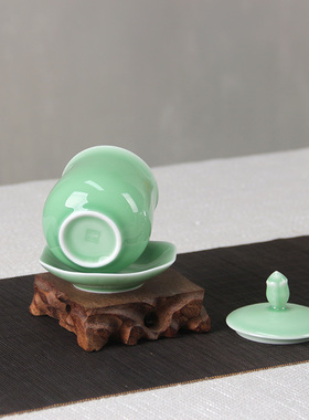 龙泉青瓷莲花供水杯圣水杯家用佛前观音净水杯陶瓷供佛杯佛具摆件