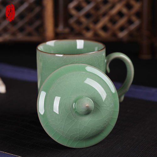 小小利青瓷创意陶瓷杯将军杯 办公杯子水杯大茶杯 四色可选包邮 - 图1