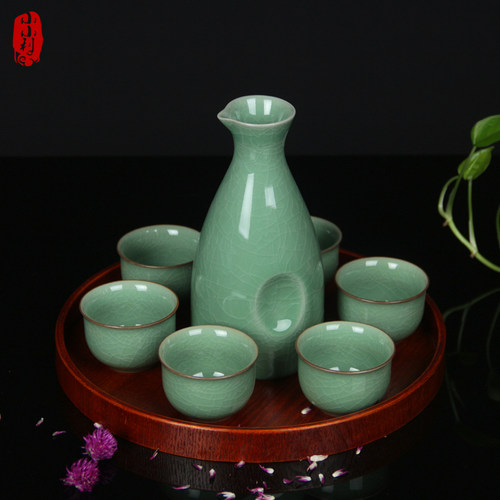 包邮小利青瓷酒具套装黄酒陶瓷分酒器中式仿古温酒壶烧酒杯清酒杯 - 图2