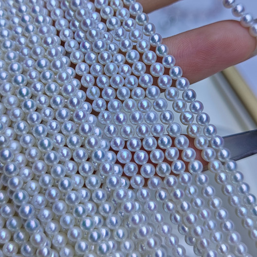 天然淡水珍珠极光正圆无暇裸珠3-4mm淡水珍珠2-3-4-5-6-7mm - 图0