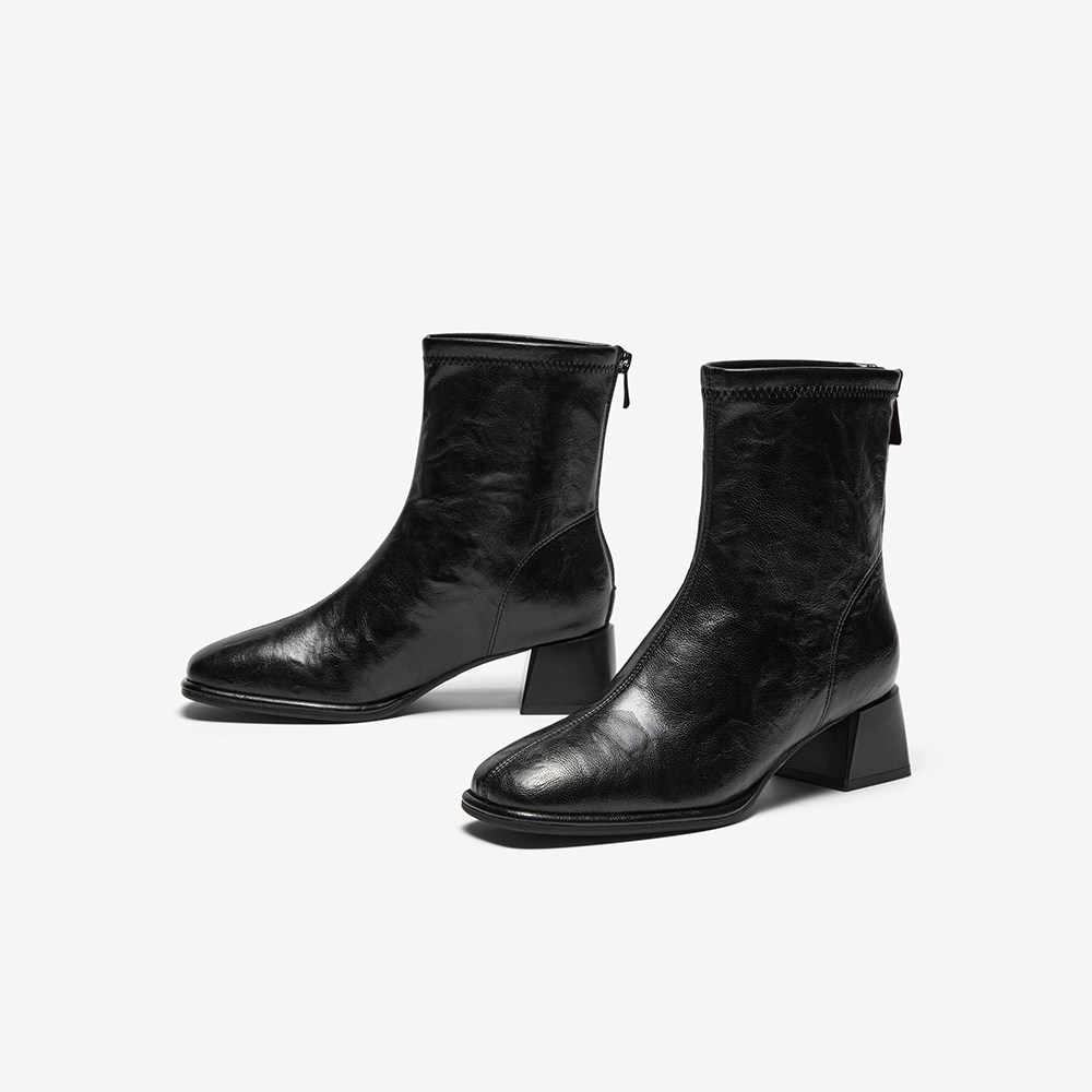 Bata弹力瘦瘦靴女2025冬季商场新款通勤百搭粗跟时装靴AAH40DZ5,淘宝优惠券,粉丝福利购,淘宝优惠卷