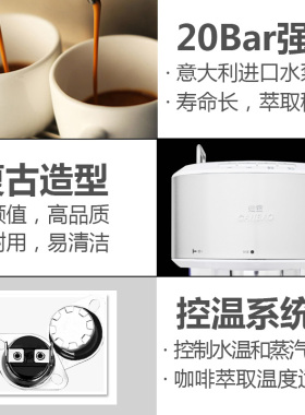 灿宝CB-898 咖啡机家用小型全半自动意式蒸汽式打奶泡送磨豆机