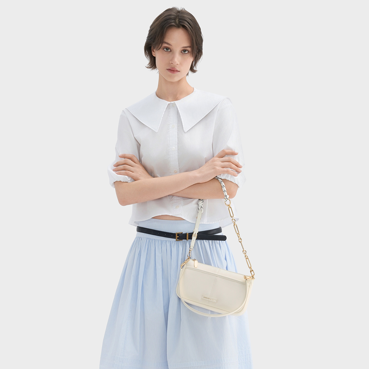 CHARLES&KEITH25夏季新品CK2-20271647链条绳结包挂小方包腋下包 - 图0