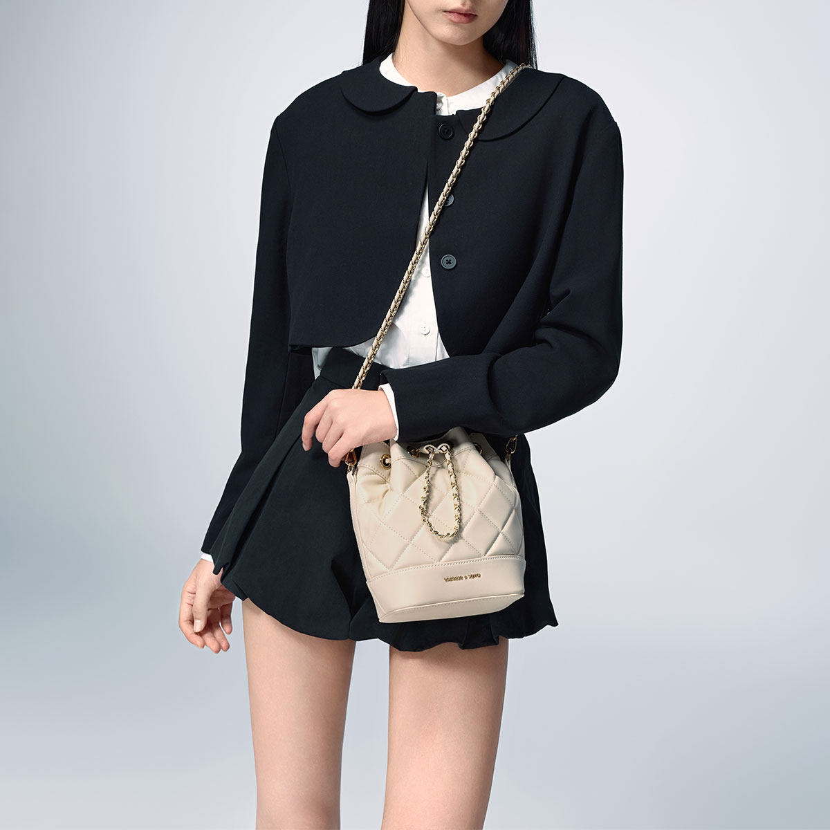 [新年礼物]CHARLES&KEITH秋冬CK2-10701506菱格链条双肩水桶包女,淘宝优惠券,粉丝福利购,淘宝优惠卷