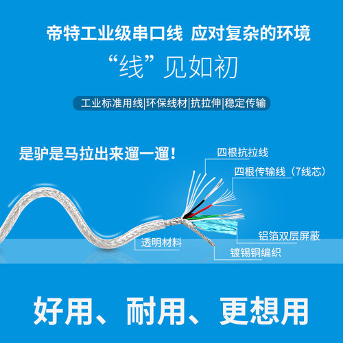 帝特usb转rs485/422串口线工业级通讯模块转换器 USB转485公对公连接ft232芯片防雷防浪涌双向传输数据屏蔽线 - 图2