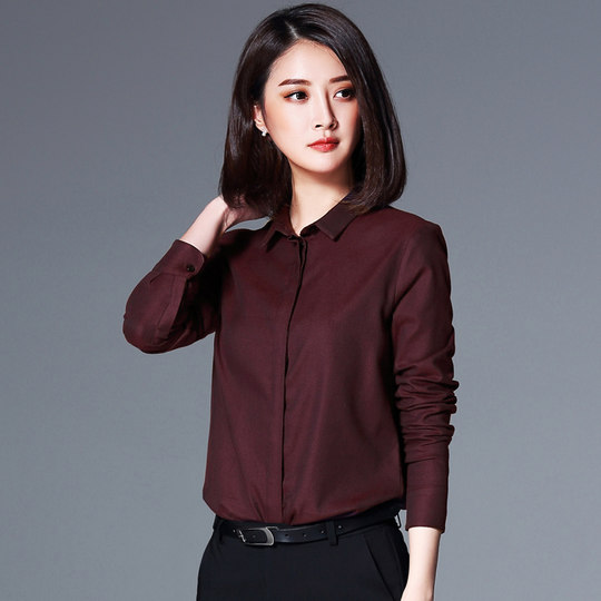 Burgund Furry Shirt für Frauen Langarm der Chic Frühling und Herbst Neues modisches Temperament Design Top Professional Shirt