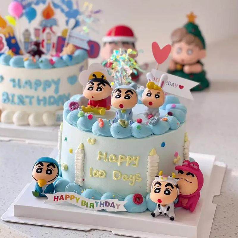 网红同款蜡笔小新生日蛋糕装饰卡通摆件笑脸爱心雨丝插件百日烘焙,淘宝优惠券,粉丝福利购,淘宝优惠卷