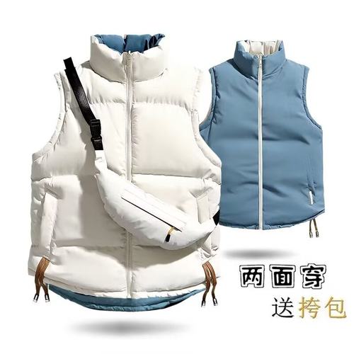 双面穿棉马甲男冬季加厚保暖坎肩背心无袖棉服加大码胖子休闲外套 - 图3