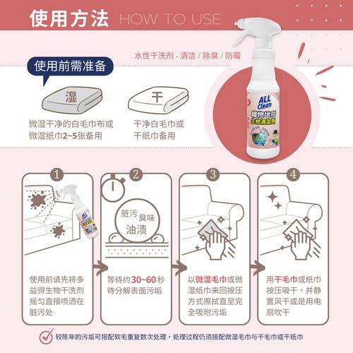 allclean多益得织物地毯布艺皮革床垫免水洗猫狗尿除臭生物清洁剂 - 图3