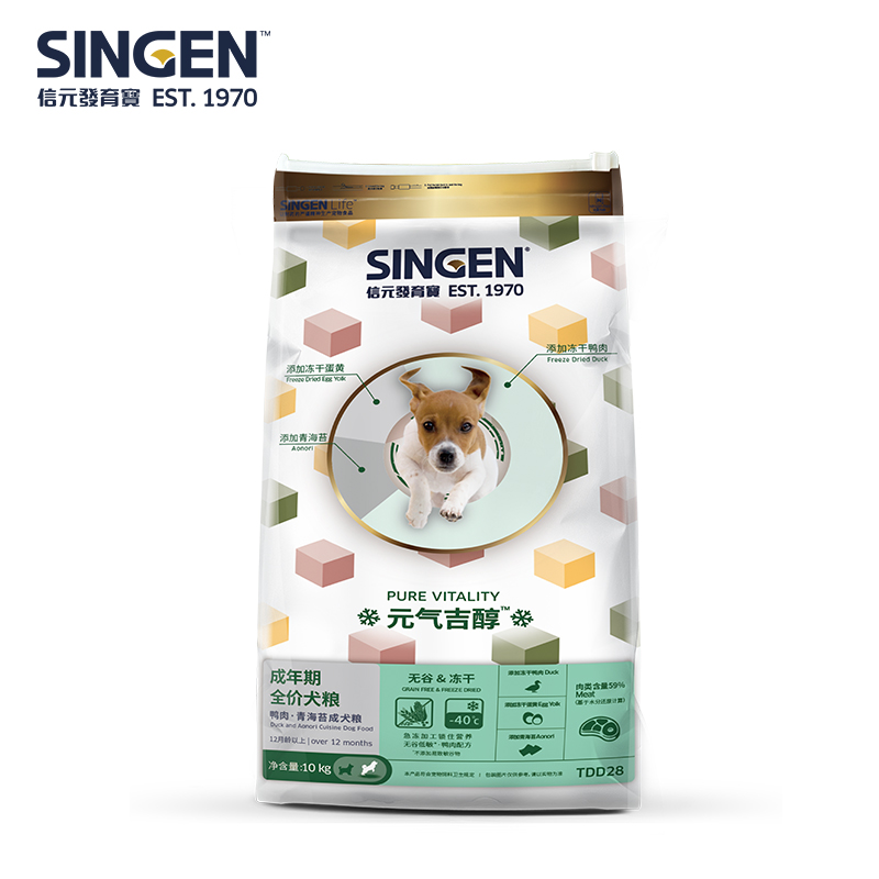 Singen信元发育宝元气吉醇狗粮冻干鸭肉海苔成犬粮无谷犬粮10kg_宠物_宠物食品及用品