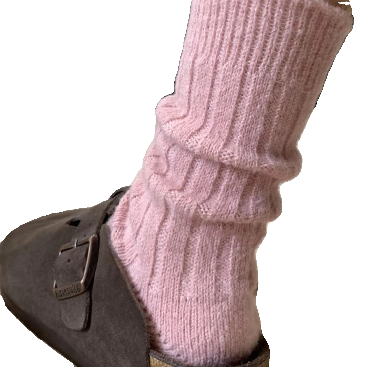 羊毛袜子女秋冬季加绒加厚保暖羊绒堆堆袜粉色中筒袜冬天纯棉长袜-图3