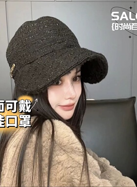 可挂口罩鸭舌帽双面可戴加绒保暖