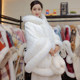 Women's fur collar hooded velvet thickened cloak shawl
