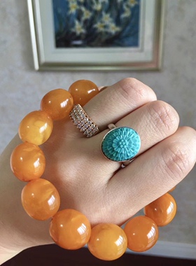 老蜜蜡冰裂纹温婉风复古枣珠手串