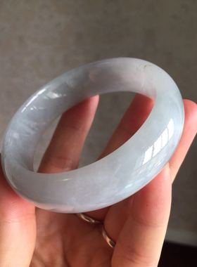 天然A货老坑木那雪花棉 翡翠手镯 光感强 宽版厚庄 55.5mm圈口