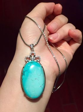 原矿水草纹纯银镶嵌项链