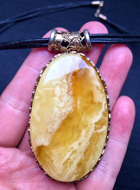 波兰银镀金镶嵌唯美风蜜蜡吊坠