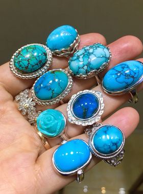 湖北原矿绿松石天空蓝戒指