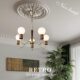 Cream style full copper wood art American modern simple chandelier