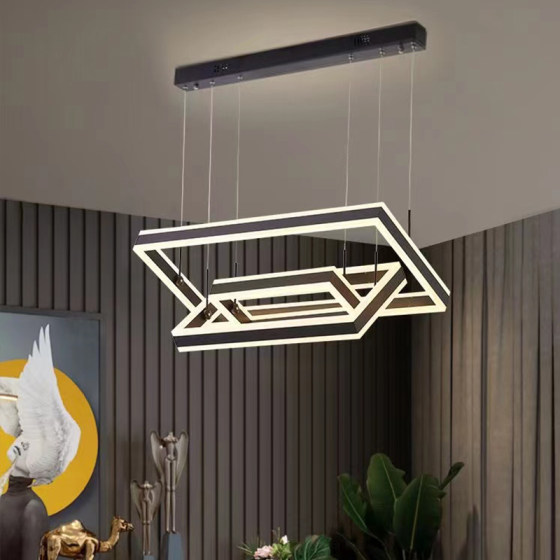 Square square chandelier living room dining room combination lighting fixtures