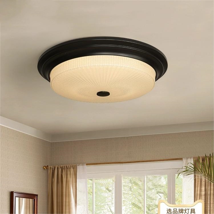 美式吸顶灯卧室灯简约复古乡村法式圆形LED客厅主卧房间书房灯具 - 图0