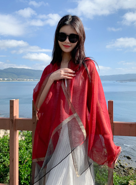 旅游度假薄款百搭丝巾防晒披肩