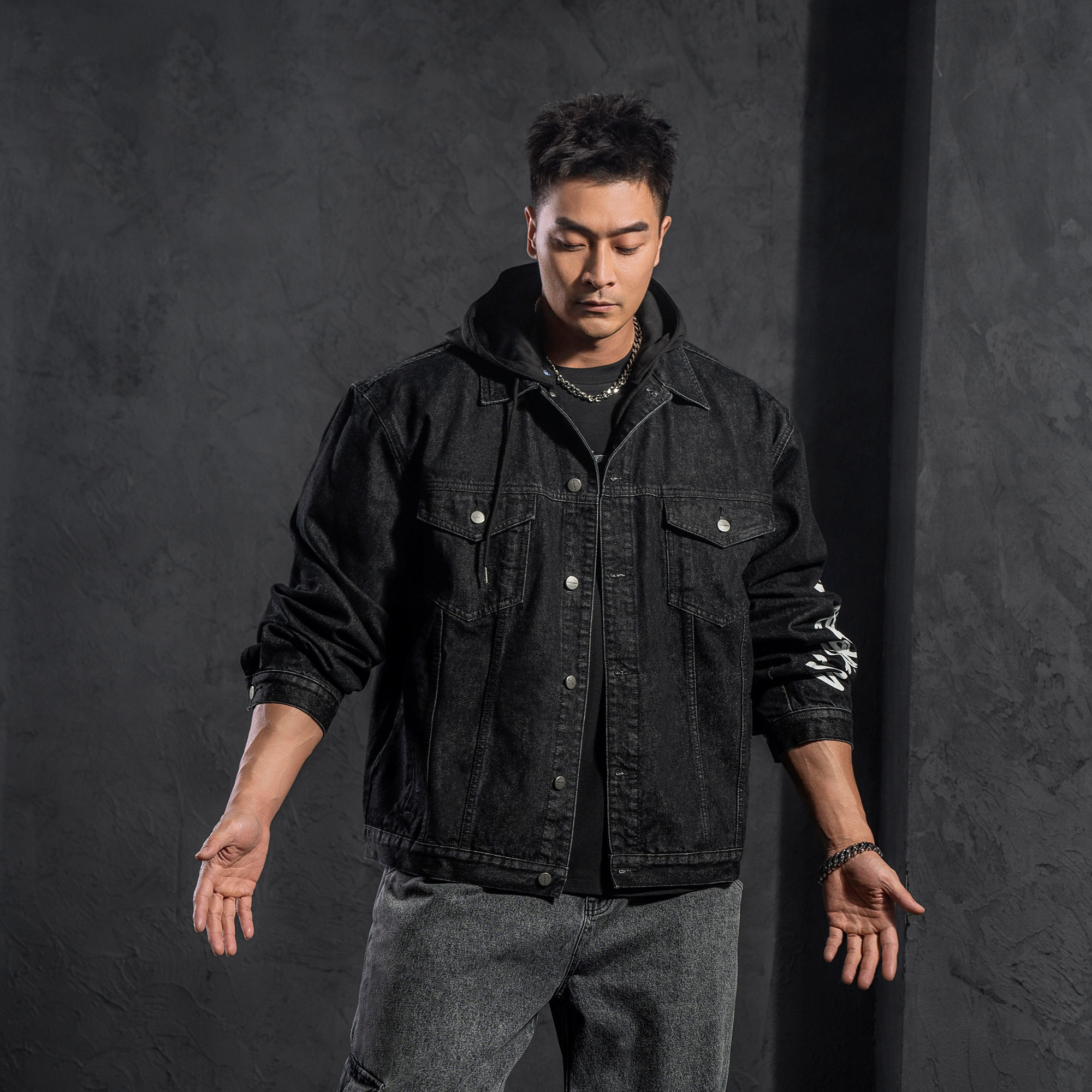 鹿家门工装男士夹克牛仔外套大码美式复古时尚宽松百搭潮休闲上衣,淘宝优惠券,粉丝福利购,淘宝优惠卷