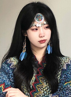 民族风羽毛耳环长款耳饰女耳坠